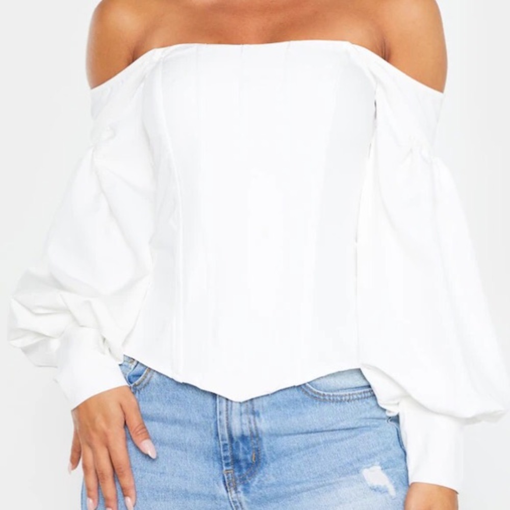 Puff Sleeve Off the Shoulder Corset Top